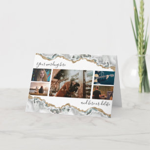 DIY 7 photo anniversary wedding marble geode agate Card