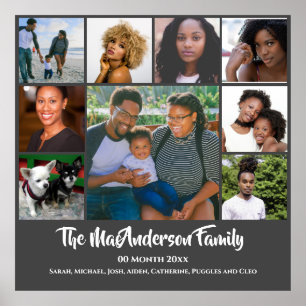 DIY 9 photo custom   My family friends dark grey Poster