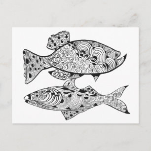 DIY adult colour in fish design Postcard