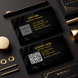 diy advanced qr code website gold Front And Back Business Card
