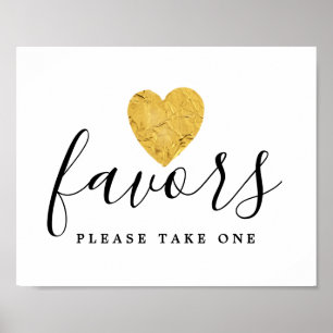 DIY Affordable Gold Foil Heart Wedding Favor Sign