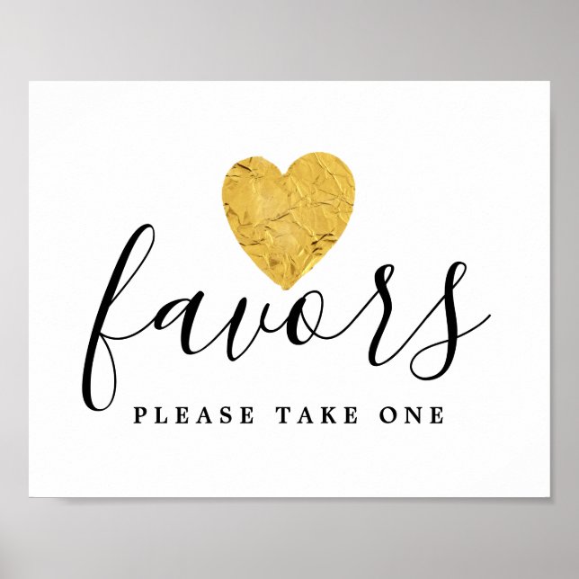 DIY Affordable Gold Foil Heart Wedding Favor Sign (Front)