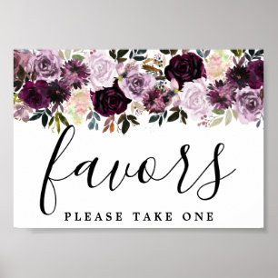 DIY Affordable Purple Pink Floral Wedding Favor Poster