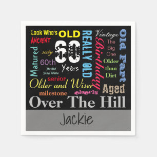 DIY Age 60th Happy Birthday Milestone Napkin
