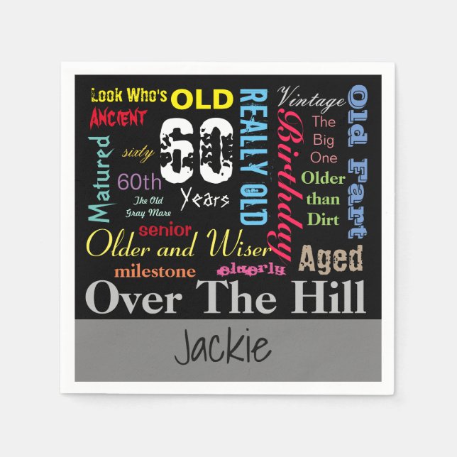 DIY Age | 60th Happy Birthday | Milestone Napkin (Front)