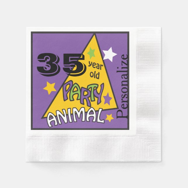 (DIY Age) Purple Party Animal Birthday Napkin (Front)