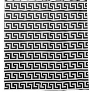 DIY Background Black White Greek Key Pattern #1 Shower Curtain