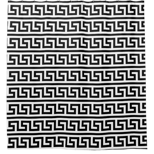 DIY Background Black White Greek Key Pattern #1 Shower Curtain (Front)