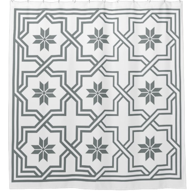 DIY Background Charcoal Byzantine Quatrefoil NL Shower Curtain (Front)