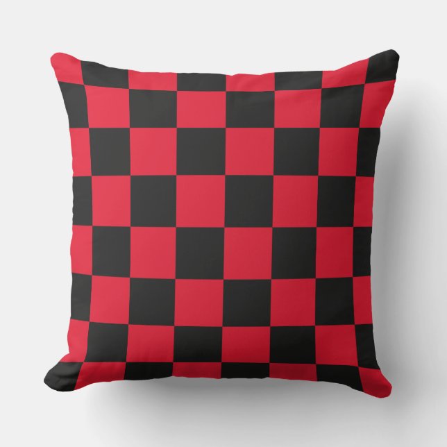 DIY Background Colour, Black Chequered Pattern Outdoor Cushion (Front)