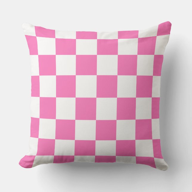 DIY Background Colour, Hot Pink Chequered Pattern Outdoor Cushion (Front)
