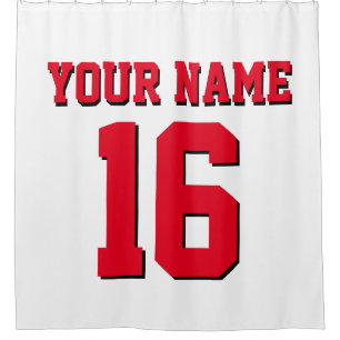 DIY Background Colour Red Sports Jersey Team Jerse Shower Curtain
