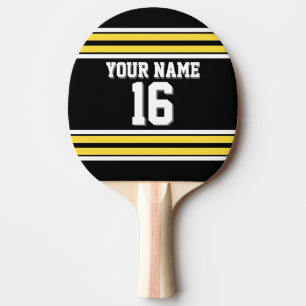 DIY BG Black Yellow Team Jersey Custom Number Name Ping Pong Paddle