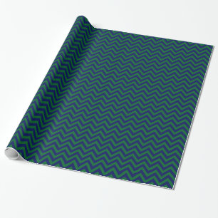 DIY BG Navy Blu LG Chevron ZigZag Pattern Dk Green Wrapping Paper