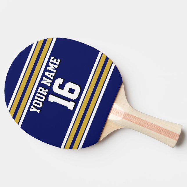 DIY BG Navy Gold Team Jersey Custom Number Name Ping Pong Paddle (Side)
