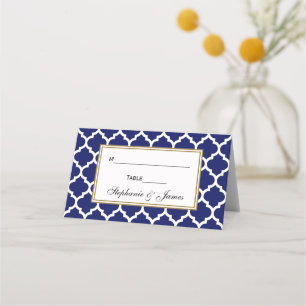 DIY BG Navy Moroccan Quatrefoil Place Escort Cards