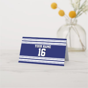 DIY BG Navy White Team Jersey Custom Number Name Place Card