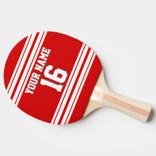 DIY BG Red White Team Jersey Custom Number Name Ping Pong Paddle