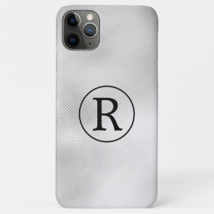 DIY Black Monogram in Circle, Grey Glass iPhone 11 Pro Max Case