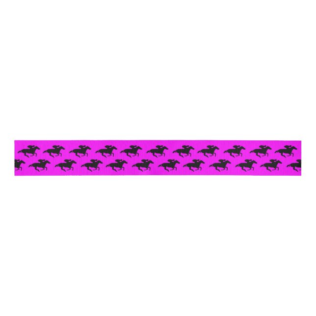 DIY Black Race Horses on Any Colour Grosgrain Ribbon (Front)