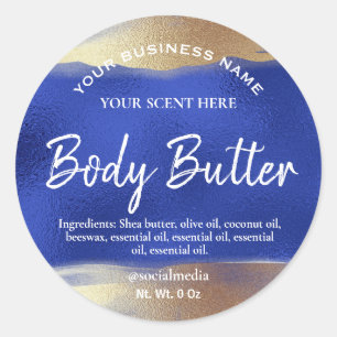 DIY Blue Gold Body Butter Product Labels