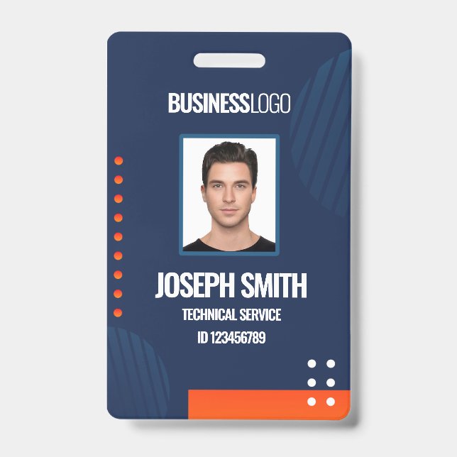 DIY Business Custom Modern Employee Photo ID Badge (Front)