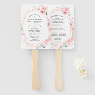 DIY Chic Pink Cherry Blossom Wedding Program Hand Fan