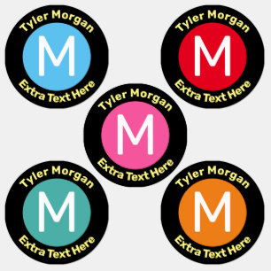 DIY Child's Name & Monogram on Colourful Circles L
