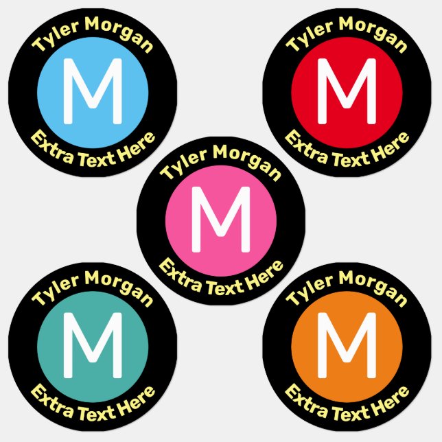 DIY Child's Name & Monogram on Colourful Circles L (Group)