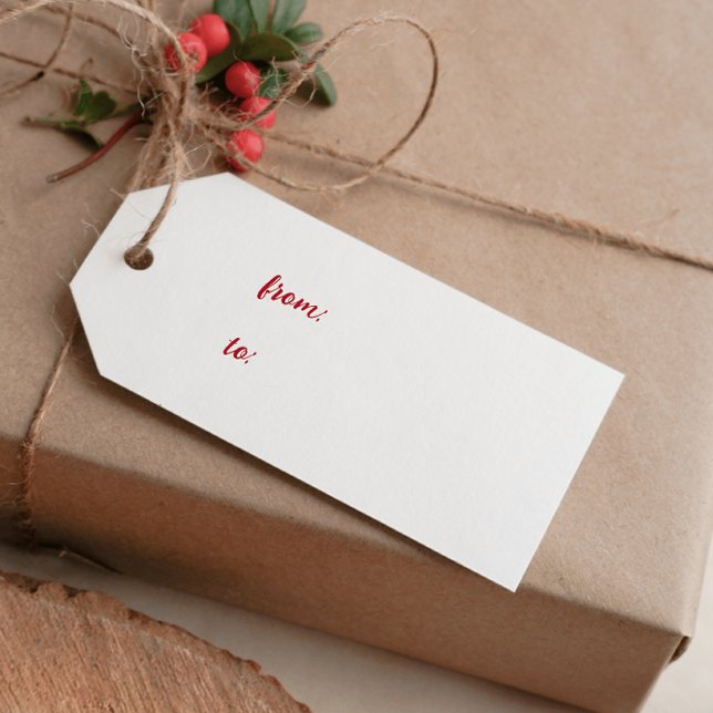 DIY CLASSIC RED FROM TO CHRISTMAS HOLIDAY  BUSINESS CARD (SIMPLE PLAY CHEAPER SAVE MONEY DIY GIFT TAG RED CALLIGRAFY CUTTING LINES)