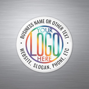 DIY Color   Your Business Logo Promotional Round Magnet