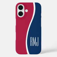 DIY Colors Modern Monogrammed Curve Red White Blue