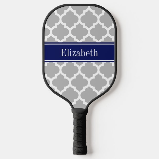 DIY Colors Moroccan Gray Blue White Ribbon BG S  Pickleball Paddle (Front)