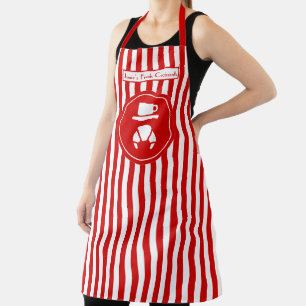 DIY Colors Vertical Stripe Red White Croissant Apron
