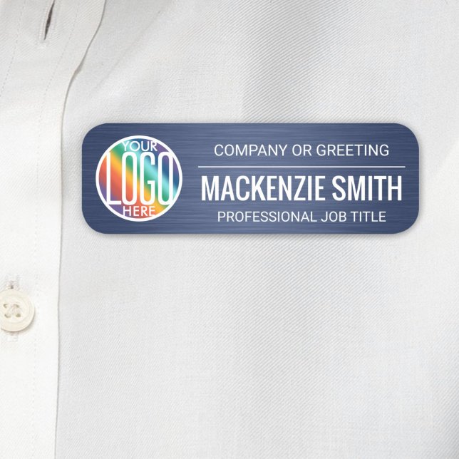 DIY Colour Brushed Blue Printed Plastic Employee Name Tag (Creator Uploaded)