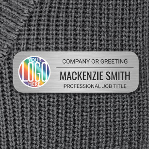 DIY Colour Brushed Grey Faux Metallic Employee Name Tag