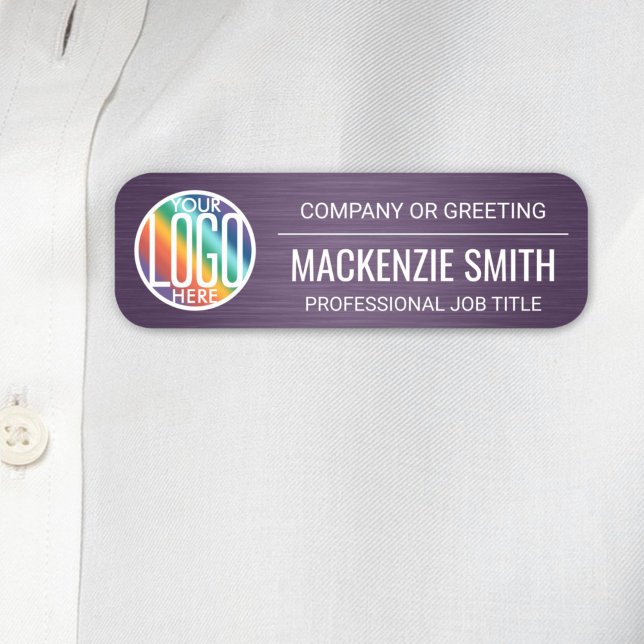 DIY Colour Brushed Purple Printed Plastic Employee Name Tag (Creator Uploaded)