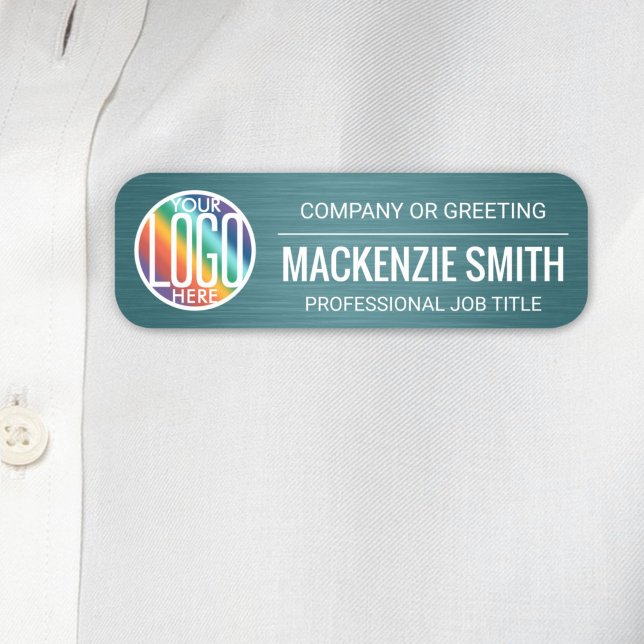 DIY Colour Brushed Teal Printed Plastic Employee Name Tag (Creator Uploaded)