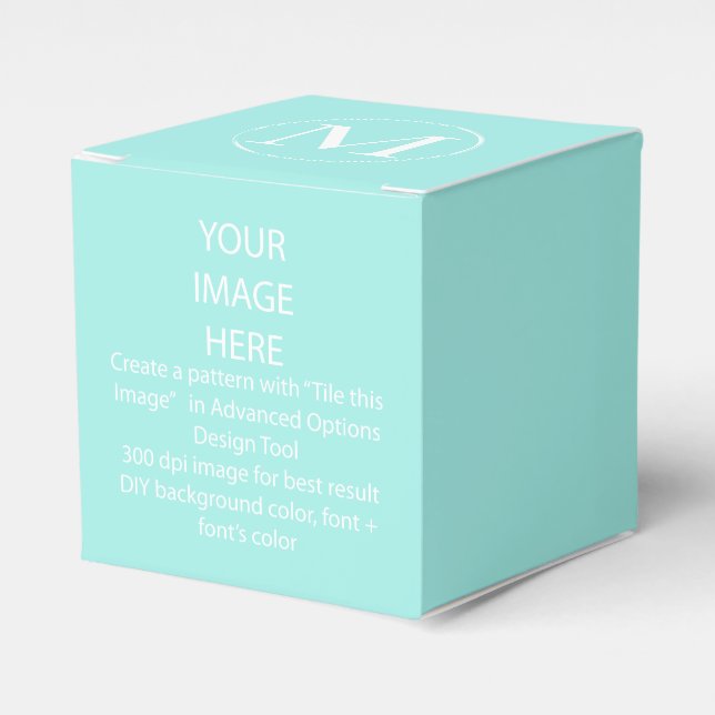 DIY colour favour box/Aqua blue Favour Box (Front Side)