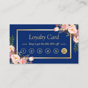 DIY Colour   Floral Gold Salon Loyalty Punch Card