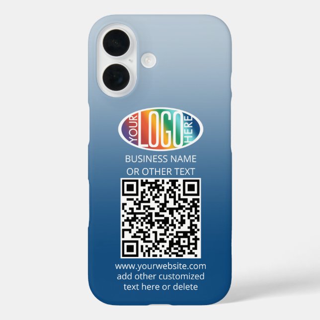 DIY Colour Gradient • Business Logo & QR Code Toug Case-Mate iPhone Case (Back)