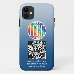 DIY Colour Gradient • Business Logo & QR Code Toug iPhone 11 Case