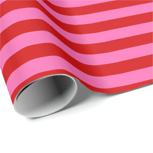 DIY Colour LG Preppy Stripe Red Hot Pink Wrapping Paper