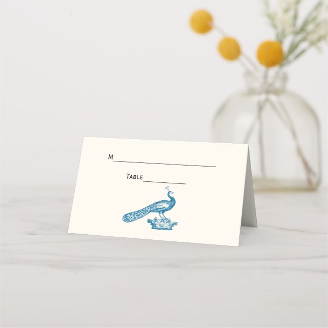 DIY Colour Peacock on Crown Place Escort Card Ivor (Back)