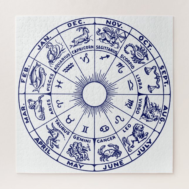 DIY Colour Zodiac Chart #1 - Blue on White Jigsaw Puzzle (Vertical)