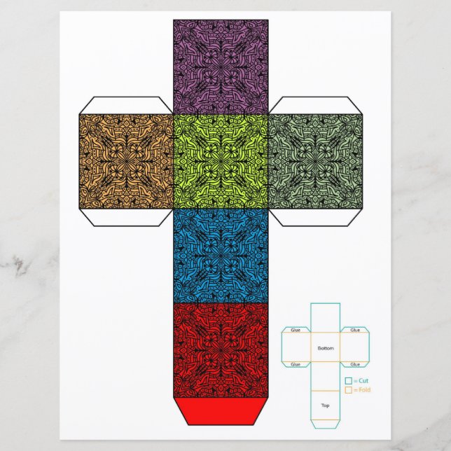 DIY- Colourful Doodle Design Box Template (Front)