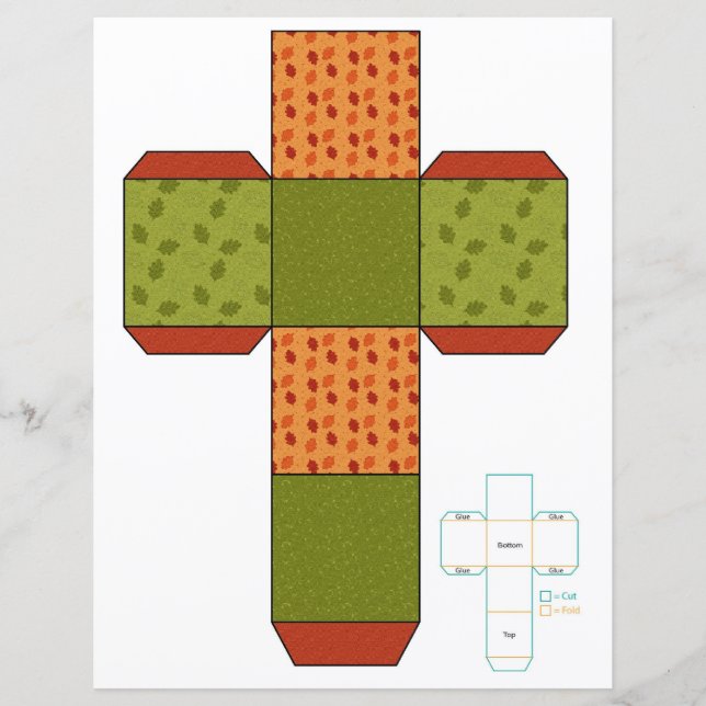 DIY- Colourful fall autumn leaf Design Box Templat (Front)