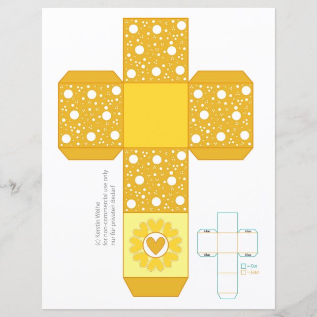 DIY-colourful trendy heart and dot box Template (Front)