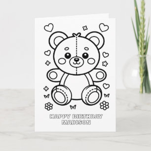 DIY colouring folded bear birthday card