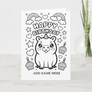 DIY colouring folded capybara birthday card